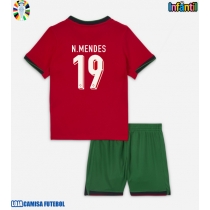 Camisa de Futebol Portugal Nuno Mendes #19 Equipamento Principal Infantil Europeu 2024 Manga Curta (+ Calças curtas)